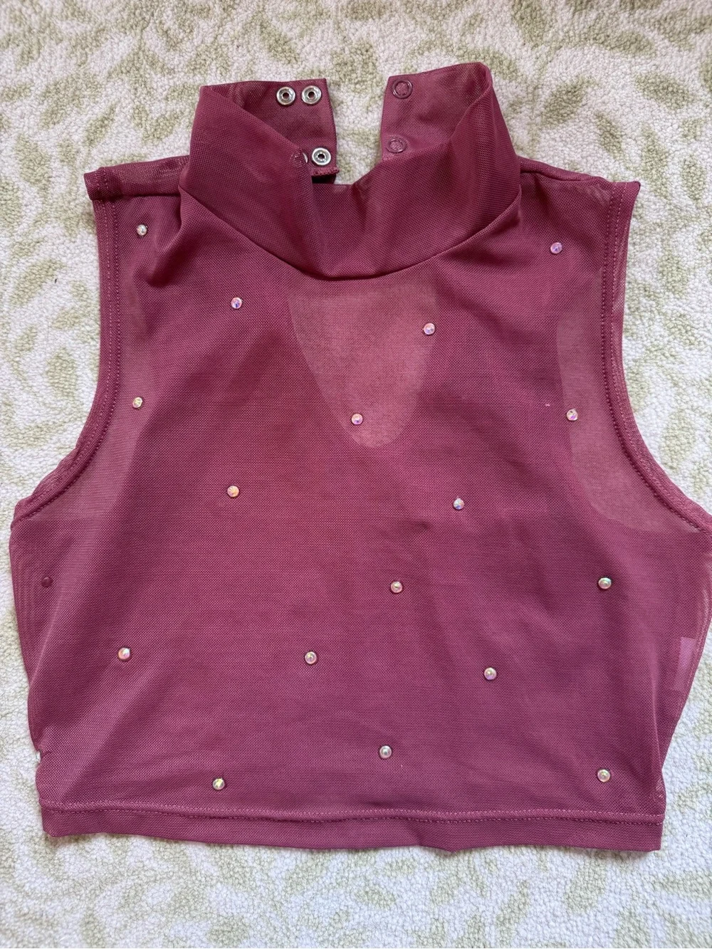 Weissman Rosewood Burgundy 4-Piece Lyrical Dance Costume Mesh Mock Neck Size LC